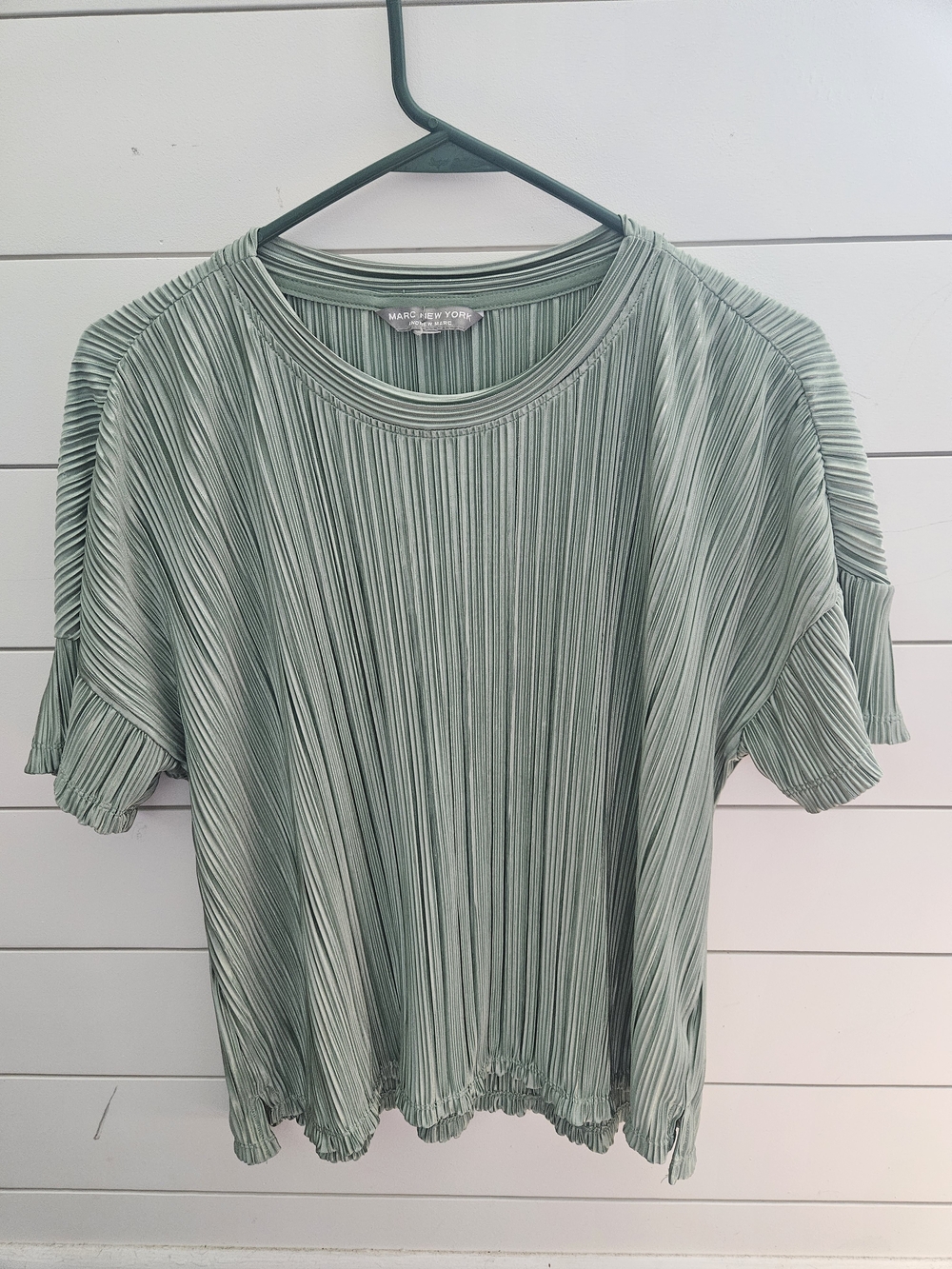Marc New York Sage Green Pleated Short Sleeve Tee